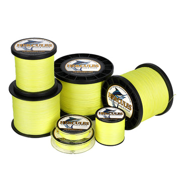 HERCULES 1000M 1094Yds Fluorescent Yellow 10lb-420lb PE Braid Fishing Line 12 Strands HERCULES